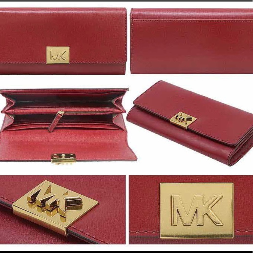 MICHAEL KORS RED MINDY FLAP WALLET LIMITED EDITON